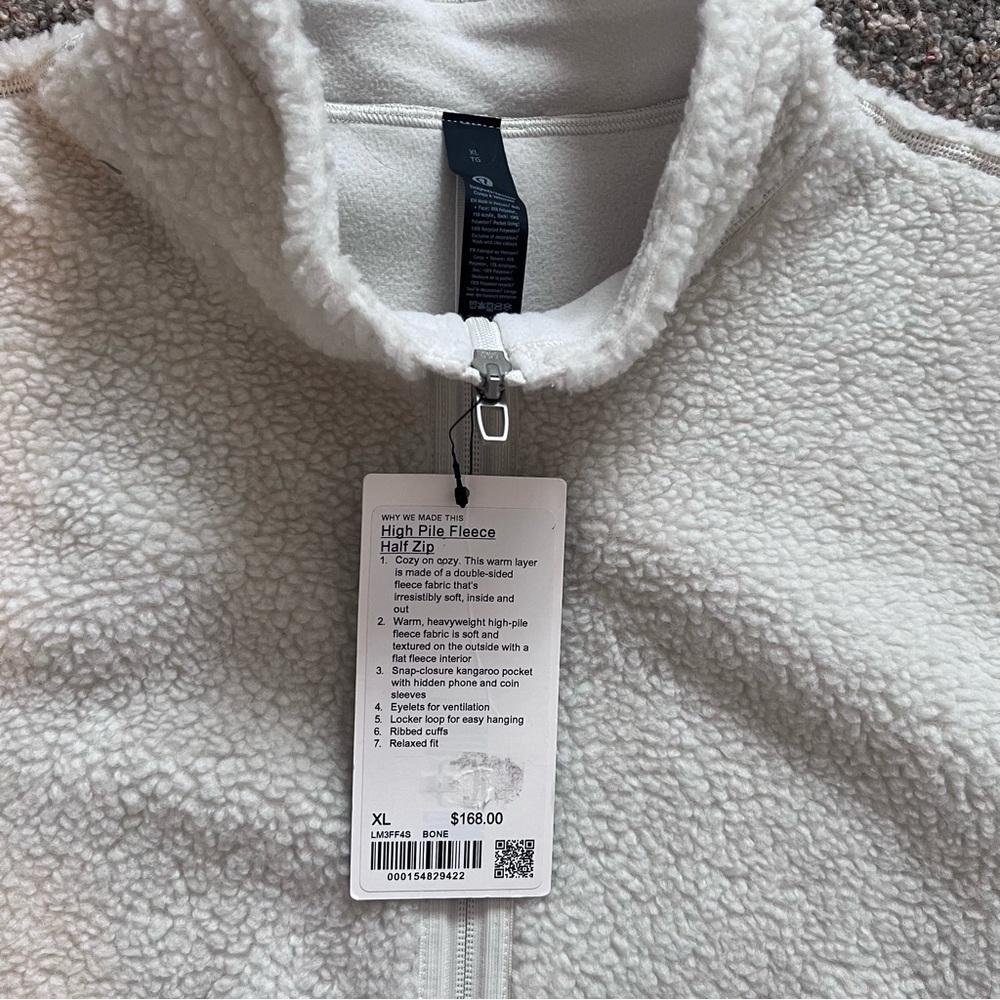 Lululemon high pile fleece full zip jacket BONE XL - Picture 2 of 3